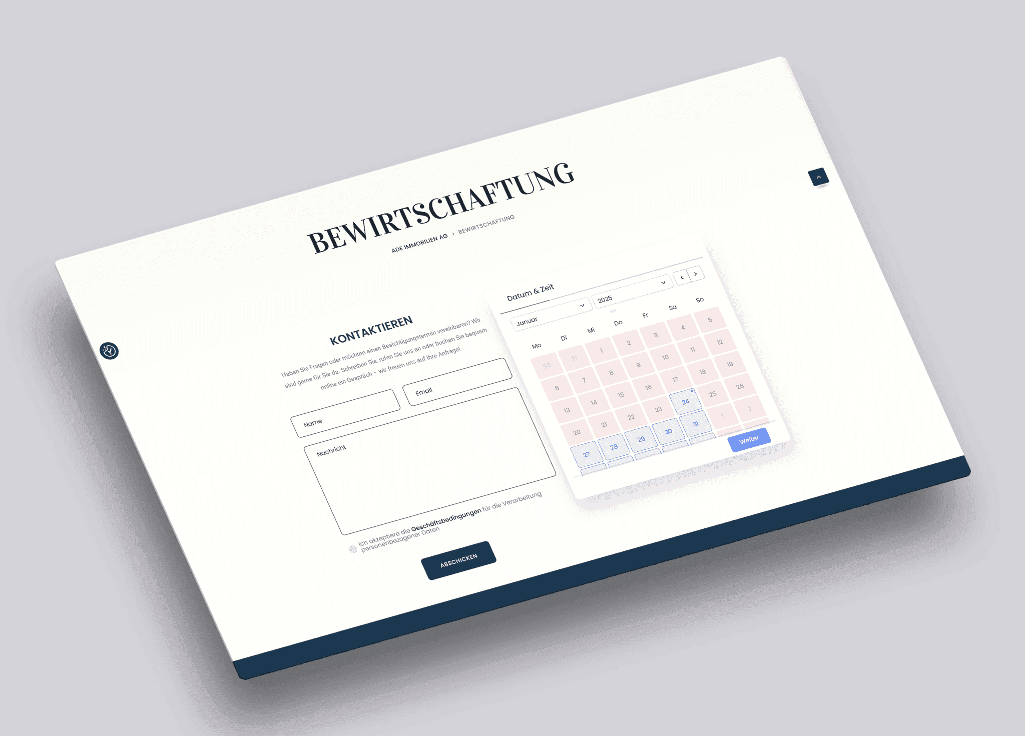 ADE Immobilien – Website Refresh – Projektansicht