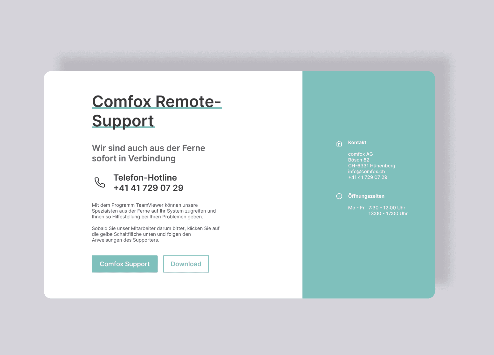 Comfox – IT Infrastruktur Website – Projektansicht