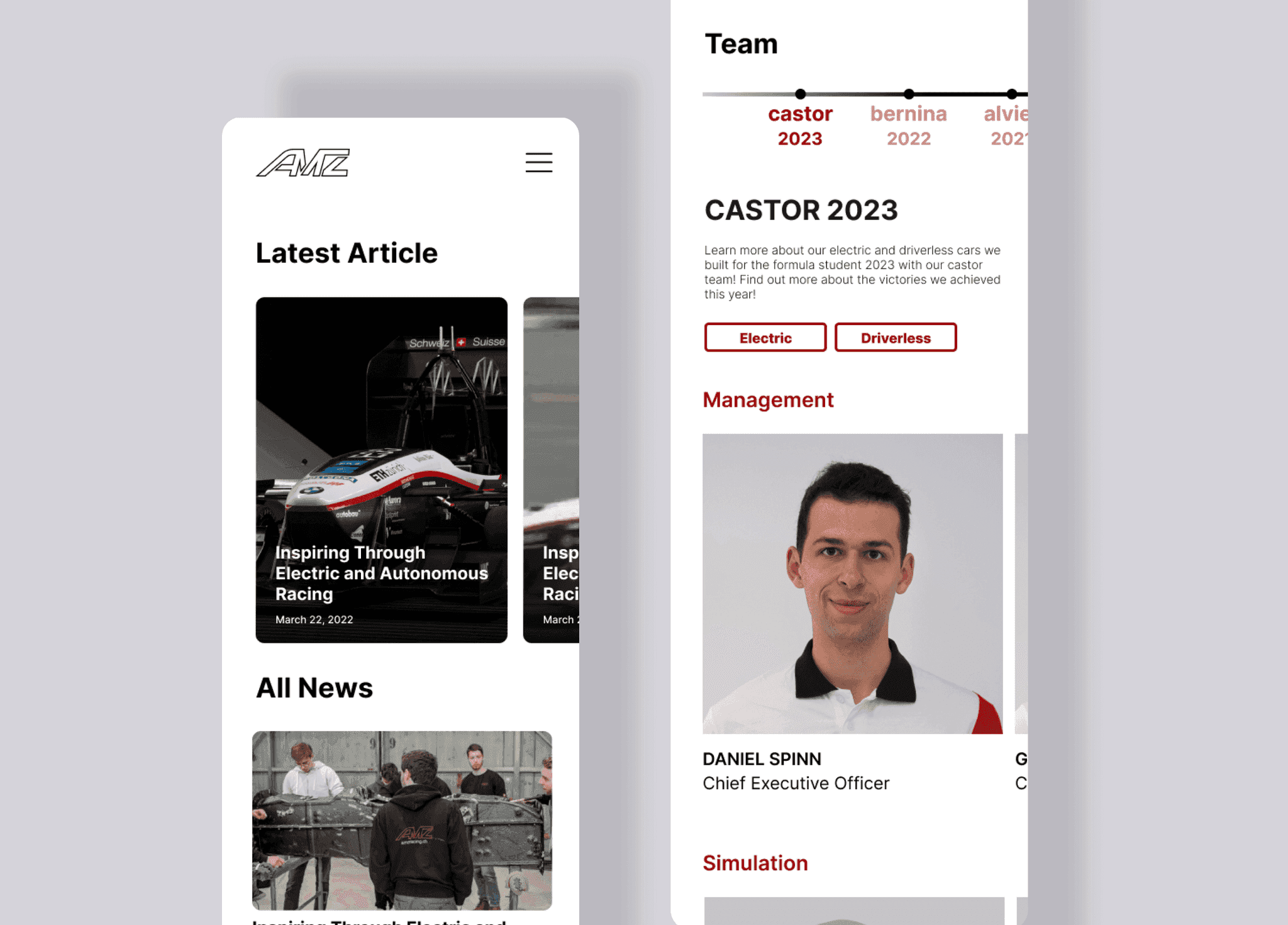 AMZ – Rennteam Website – Projektansicht