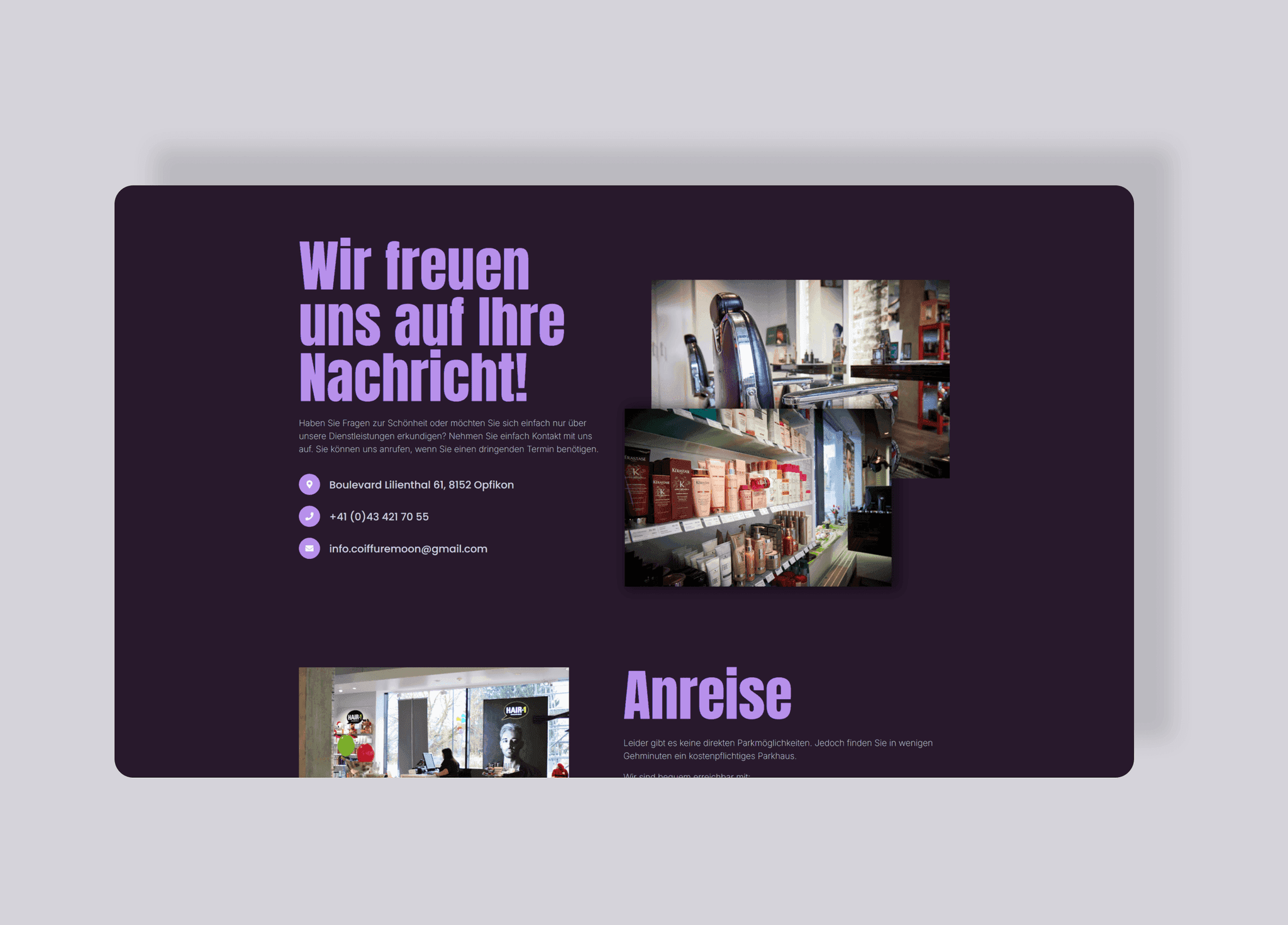 Coiffure Moon – Moderne Website – Projektansicht